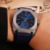 40mm Ny Octo Finissimo 102559 Blue Dial Swiss Quartz Män Klock Titan Stål Väska Blå Gummi Rem Högkvalitativa Gents Sport Klockor