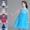 Vestidos de niña niña verano lindo arco princesa neta hilado de encaje bordado vestido de novia falda infantil