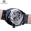 Forsiner New Fashion Men Watch Mécanical Black Automatic Skeleton Analog Wristwatch Band Couber Business Watches Montre Homme291871409