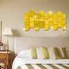 3D Hexagon Acrylic Mirror Wall Stickers DIY Art Wall Decor Stickers Home Decor Living Room Mirrored Decorative Sticker