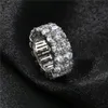 Topgrillz hip hop guld / silver färg pläterad mässing micro pave cz sten 2 rad ring män kvinnor charm smycken med 7,8,9,10,11