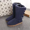 Winter Hohe Stiefel WGG 7308 Bowtie Kristall Damen Australien Klassische Mode Marke Knie Halbe Stiefel Schwarz Grau Kastanie Frauen Mädchen Schnee Stiefel