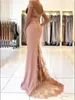 2019 nya sexiga afrikanska sjöjungfrun långa prom klänningar av axelapplikationer spets blush rosa sweep train backless formella fest klänning kvällsklänningar