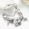 Temperament Star Moon Charm Bracelet Aplicable a Pandora Jewelry Silver Plated DIY White Crystal Beaded Bracelet with Box Ms. Gift