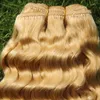 Lätt blond färg djup våg dubbel inslag brasilianska hårbuntar 100 mänskliga hårbuntar remy brasilianska jungfru hårförlängningar 1pc5581533