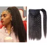 Kinky Yaki Rechte Paardenstaart Remy Human Hair Extension Wrap Around Croes Curly Top Sluiting Clip Ins 100 g / stuk natuurlijk zwart voor