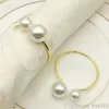 Fashion pearl napkin buckle Hotel wire iron Towel buckle The latest napkin decoration ring T9I006