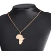 U7 Africa Necklace Gold Color Pendant & Chain African Map Hiphop Gift for Men/Women Ethiopian Jewelry Trendy 4 Colors Free Shipping