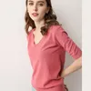 Maglietta da donna 9 colori Lady Fashion Casual Primavera Autunno Inverno Maglione con scollo a V Fondo allentato