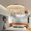 Modern Aluminium Chain Ring Chandelier Round Pendant Lampa Fringe Chains Suspension Belysning Living Sitting Room Hotel Restaurant Hall Mall Ljus