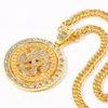 Naszyjniki wisiorek Hiphop Spinning Dollar Naszyjnik Crystal Rhinestone Biżuteria Męs