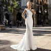 Sexy Backless Soft Satin Mermaid Wedding Dresses 2020 Luxury Beaded Pearls Sashes Sweep Train Vintage Trumpet Bridal Gowns