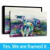 Colorful Cow Painting Abstract Art Background Wall Decor HD Prints Canvas Framed Art - Ready To Hang - Support Customization