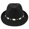 Fashion Wool Blend Fedora Trilby Cap Outdoor Men Women Gangster Cap Jazz Hat Black Leather Band1087428