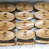 MOQ 50pcs OEM Customized LOGO Bamboo Beard Brush Boar Bristle Oval Facial Hair Brushes for Men Grooming Amazon