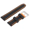 22/24 milímetros Preto Vermelho / Laranja Silicone Watch Band impermeável pulso de borracha Strap Diver substituição Pulseira Primavera Bares reta final