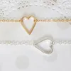 1 Nieuwe Tiny Line Simple Lovers Hollow Love Heart Shape Hanger Armband Wire Wrapped for Couples Lucky Woman Mother Men's Family Geschenken Sieraden