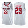 35 Kevin Jarrett 23 Culver Durant Texas Tech Red Raider NCAA Colloege Basketball Jersey Bordado Logos BRANCO