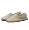 with box summer casual linen shoes men womens handmade straw hemp fisherman shoes lazy one pedal canvas shoes size 3545