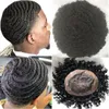 European Virgin Human Hair Replacement Afro 360 Waves Mono med NPU Toupee 8mm Wave Full Lace Unit Hairpieces for Black Men