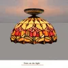 12 tums blomma färgat glas Tiffany stil takljus Lampa medelhavet retro lampor Inomhus dekorativa hängande ljus