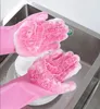 Silicone Gloves with Brush Reusable Safety Silicone Dish Washing Glove Heat Resistant Gloves Kitchen Cleaning Tool HHAA614