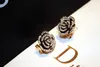 Wholesale- new hot ins fashion luxury designer elegant camellia flower diamond stud earrings for woman girls