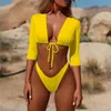 Yeni Seksi Retro Avrupa ve Amerikan Bikini Katı Renk Bölünmüş Mayo Bayan Plaj Su Sporları Suit Bikinii