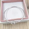 Moments Silver Bangle Bracelet Logo Heart Clasp Authentic 925 Sterling Silver Fits European PANDONA Style Jewelry Charms Beads Andy Jewel 596268