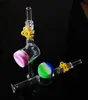 Högkvalitativ 6 tums glas Bong Nector Collector Kit 10mm 14mm Quartz Nail Keck Clip Silicone Contianer Glasspip Dab Straw Smoking Rig NC17