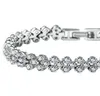 Bracelets de tennis en cristal brillant de luxe Autriche Véritable argent sterling 925 Charms Zircon Bling Diamant Bracelet à maillons romains Bangle260J