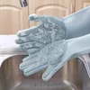 Silikon diskmedel rengöring handskar magisk skrubber svamp gummi handske för tvätt skål kök bil badrum petborste renare2389592