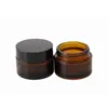 5G 10G 15G 20G 30G 50G Amber Glas JAR Cosmetische Crème Fles Hervulbare Sample Container met binnenvoeringen en schroefdop