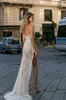 2020 Berta High Slit Bröllopsklänningar Sweetheart Lace Appliques Vestidos de Novia Korta Byxor Skräddarsydda Stil Stil Land Bröllopsklänning