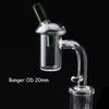 20 mm OD Flat Top Quartz Enail Banger con tapas de carburador de paja de vidrio Articulaciones masculinas y femeninas Cuarzo Eanil Banger Nails para bongs de agua de vidrio