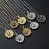 Мужчины хип-хоп Sun цветок кулон ожерелье Замороженный из шику Может вращаться ювелирные изделия Шарм Подвески ожерелье