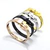 FYSARA Brand Couple Jewelry Stainless Steel Wrist Buckle Belt Bracelet Bangle for Women Men Love Punk Black Bangle1
