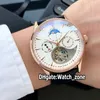 Luxury New Master Grande Moon Phase Tourbillon Q5042520 quadrante bianco automatico orologio da uomo cassa in oro rosa cinturino in pelle da uomo orologi da uomo