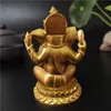 황금 Ganesha 동상 부처님 코끼리 하나님 조각 ganesh 인형 수지 공예 공예 홈 정원 화분 장식 불상