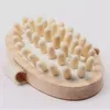 New Wooden Handled Natural Wooden Massager Body Brush Cellulite Reduction Massage Brush Exfoliate Clean Brush F3489