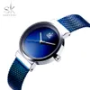 Reloj de pulsera Shengke azul, relojes de mujer de marca de lujo de acero, relojes de cuarzo para mujer, reloj femenino Montre Femme2195