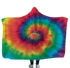 Sunflower Hooded Blanket Kids Fleece Blanketter Kasta filt Vinter bäddsoffa Supply Tillbehör Julklapp Leopard Tie Dye 18 Design DW4278