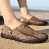 Vente chaude- Sandales Hommes Sabots D'été Plus Taille 45-46 Couture Slip-On Microfibre Sandales De Plage Mâle Semelle Robuste Chaussures De Marche Pour Hommes