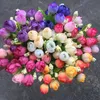 Renkli ipek çiçekler yapay çiçek 15 kafa mini gül ev dekor düğün küçük güller buket dekorasyon