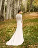 Mermaid Boho Country Wedding Dresses v Neck Long Sleeve Lace Satin Bridal Cownser Train Robe de Marie