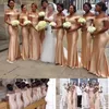 2019 Nowe Gold Druhna Dresses Sexy Off Ramię Syrenka Długość Na Ślub Gościnna Dress Plus Size Party African Formalna Maid of Honor Suknie