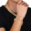 18K Gold White Gold Plated Bling CZ Cublic Zirconia Mens Hip Hop Iced Out Cuban Link Chain Bracelet Diamond Curb Wristband Gifts for Guys