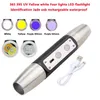 Portable LED Multifunction Flashlight UV Light Four Light Source White Yellow Product Logo Work with Silver Rechargeable4953491