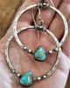 Ancient silver Turquoise hoop earrings eyelash earrings jewelry women earrings Hoop ear rings fashion jewelry