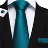 2020 Green Teal Slipsar för män Hanky ​​Manschettknappar Set 17 Stilar Slips för Man Business Wedding Party Mens Slipsar Ny ankomst